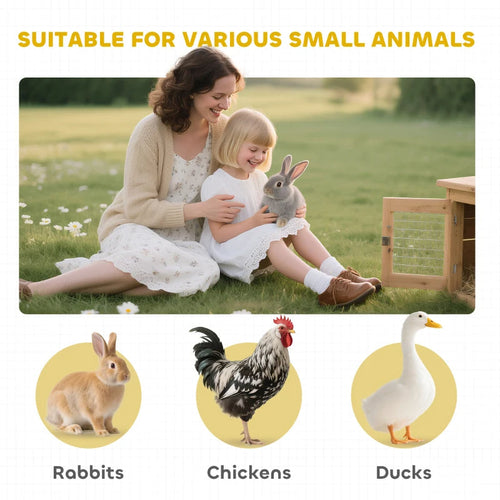 Wooden Rabbit Hutch Elevated Bunny Cage Indoor Small Animal Habitat