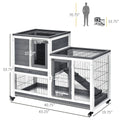 Wooden Rabbit Hutch Elevated Bunny Cage Indoor Small Animal Habitat