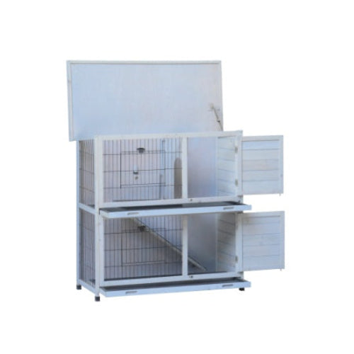 Rabbit Hutch Outdoor, 2-Story Rabbit Cage Indoor With Run, Bunny Cage