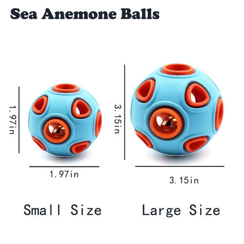 Dog Rubber Ball With Bell Sound, 2-Pack, Interactive Pet Chew Toy For