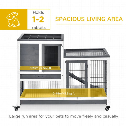 Wooden Rabbit Hutch Elevated Bunny Cage Indoor Small Animal Habitat