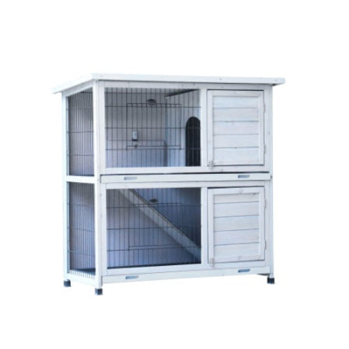 Rabbit Hutch Outdoor, 2-Story Rabbit Cage Indoor With Run, Bunny Cage